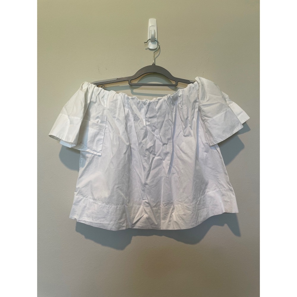 Vince Shoulder Play Top Womens XS White Minimalist Clean Girl Sustainable - Picture 6 of 10